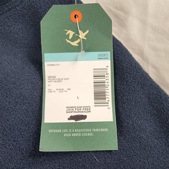 Outdoor Life Mens Large Polar Fleece Navy Blazer Vest Casual Outdoors Comfort - Picture 7 of 11